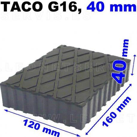 G16 Taco de goma macizo para elevador, altura 40 mm