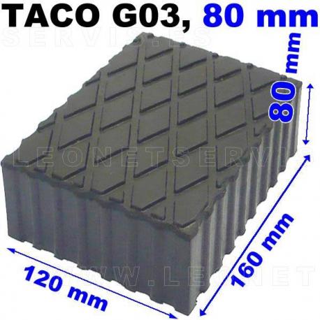 G03 Taco de goma para elevador, altura 80 mm