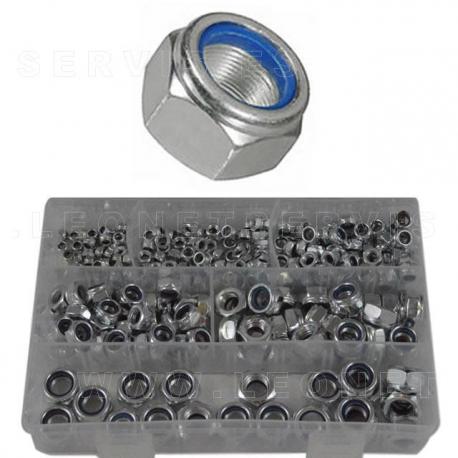 Surtido de tuercas métricas con anillo de retención, 300 piezas