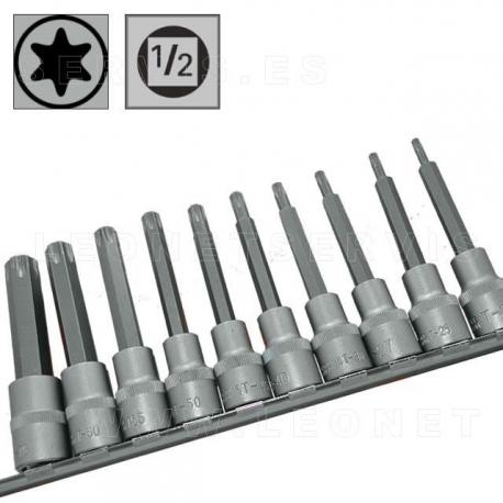 Juego de 10 puntas cortas Torx en vaso de 1/2