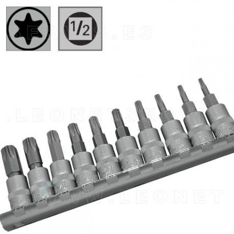 Juego de 10 puntas cortas Torx en vaso de 1/4