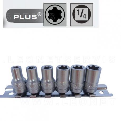 Juego de 6 vasos cortos Torx Plus con cuadradillo de 1/4