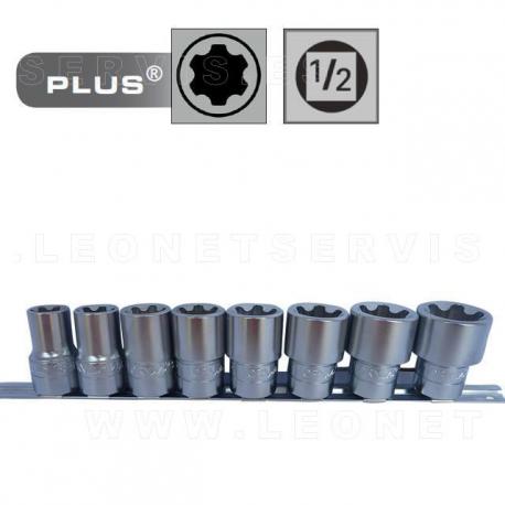 Juego de 8 vasos cortos Torx Plus con cuadradillo de 1/2