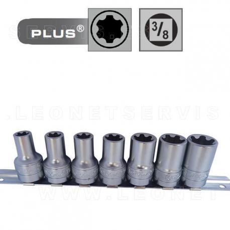 Juego de 8 vasos cortos Torx Plus con cuadradillo de 1/2