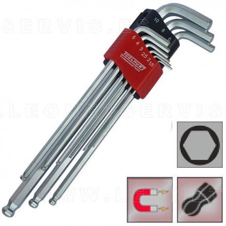 Juego de 9 llaves allen de bola extralargas y magnéticas