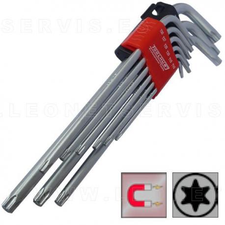 Juego de 9 llaves allen de bola extralargas y magnéticas