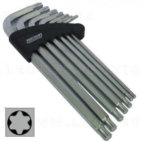 Juego de 9 llaves torx extra largas con extremo de bola
