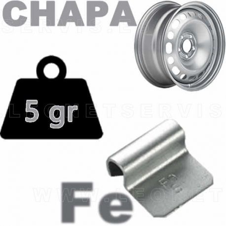 Contrapesa de clip de 5 gr. para llanta de chapa de acero, 100 uds.