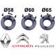 Juego de anillos centradores para llantas de Citroen, Reanult y Peugeot