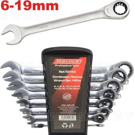 Juego de llaves combinadas con carraca, 14 piezas