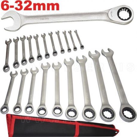 Juego de llaves combinadas con carraca, 20 piezas