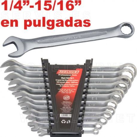 Juego de llaves combinadas, en pulgadas. 12 piezas