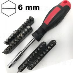 Juego de puntas de inserción hexagonal de 6 mm, 45 piezas