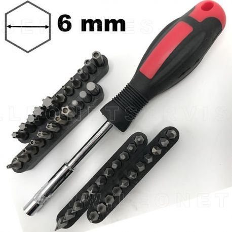 Juego de puntas de inserción hexagonal de 6 mm, 45 piezas