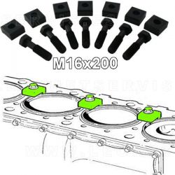 Juego de 7 bridas y tornillos M16X200