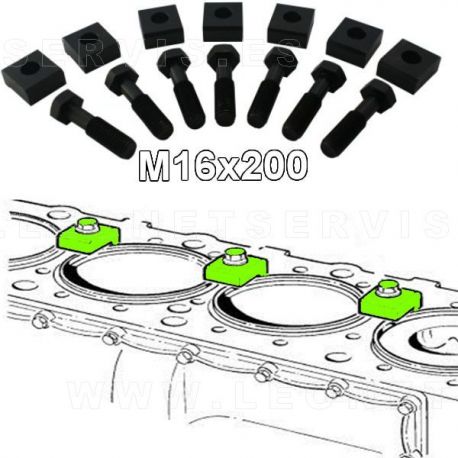 Juego de 7 bridas y tornillos M16X200