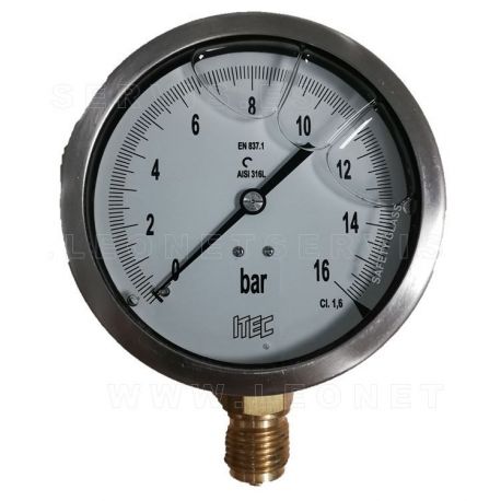 Manómetro de diámetro 100mm de 0 a 16 bares