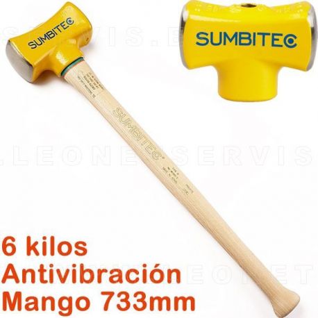 Martillo de acero de 6Kg con mango estandar de 733 mm