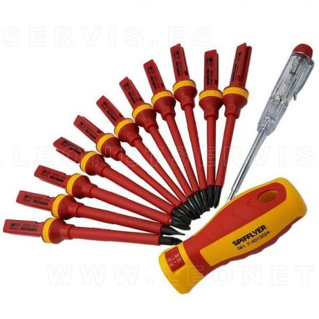 Juego de destornilladores VDE con aislamiento eléctrico.  13 piezas