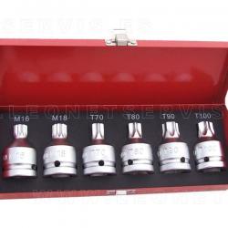 Juego de puntas en vaso 3/4" torx inviolables y xzn inviolables 6 piezas