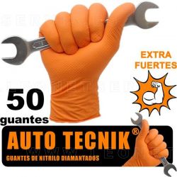 AUTO TECNIK diamantado, guante de nitrilo naranja EXTRA PROFESIONAL