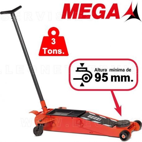 Gato de carretilla MEGA de 3 toneladas BAJO 95 mm.
