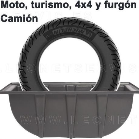 Cubeta bañera para ruedas para descubrir los pinchazos