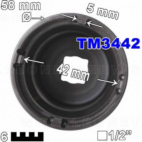Vaso de 6 almenas interiores para mecánica en vehículo industrial