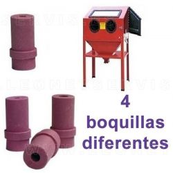 4 boquillas de recambio  DIFERENTES para la cabina de arenar 0036, 0019 y 10077