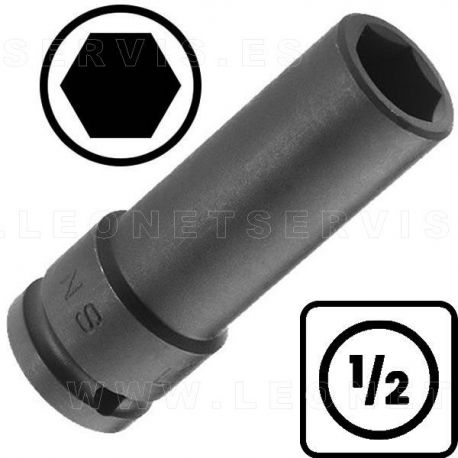 Vasos largos de impacto 1/2" para bujes 6 caras