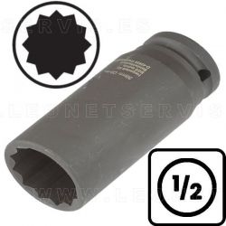 Vasos largos de impacto 1/2" para bujes 12 caras