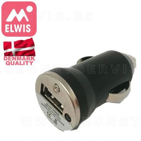 Cargador de mechero con salida USB para productos ELWIS
