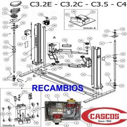 Recambios para elevador de taller de la marca Velyen Istobal