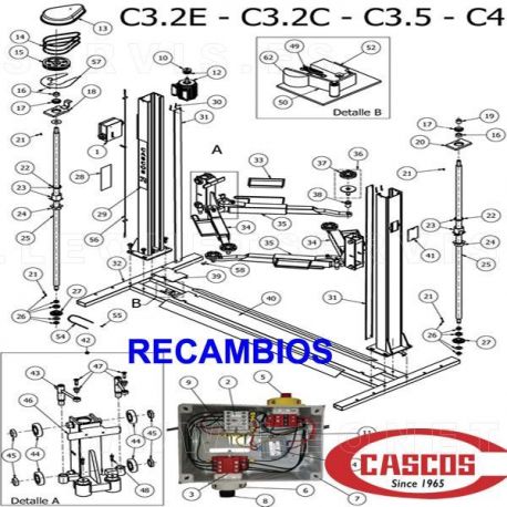 Recambios para elevador de taller de la marca Velyen Istobal