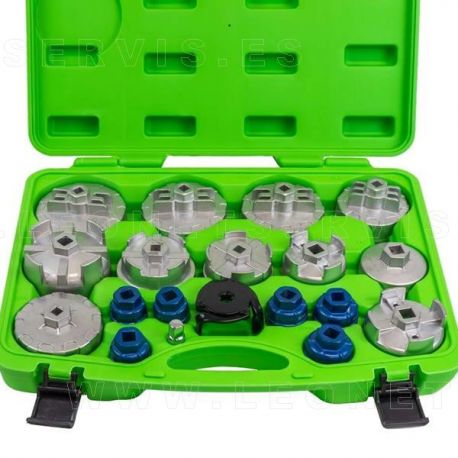 Juego de vasos de aluminio para filtros de aceite, 19 piezas