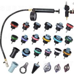 Kit para comprobar el circuito de refrigeración y llenado del liquido refrigerante, 28 piezas