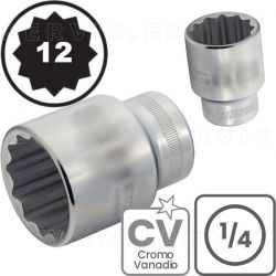Vasos CORTOS de 1/4", 12 caras. Acero CRV