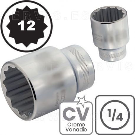 Vasos CORTOS de 1/4", 12 caras. Acero CRV