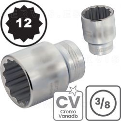 Vasos CORTOS de 3/8", 12 caras. Acero CRV