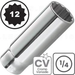 Vasos CORTOS de 1/4", 12 caras. Acero CRV