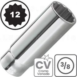 Vasos LARGOS de 3/8", 12 caras. Acero CRV