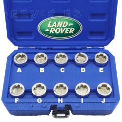 Juego de vasos para tornillo antirrobo de Land Rover. 10 piezas