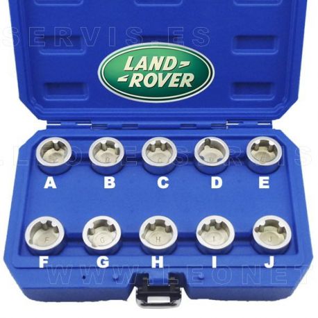 Juego de vasos para tornillo antirrobo de Land Rover. 10 piezas