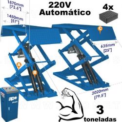 Elevador de tijeras de 3 tons. extra plano