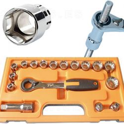 Juego de 17 piezas con carraca y vasos pasantes