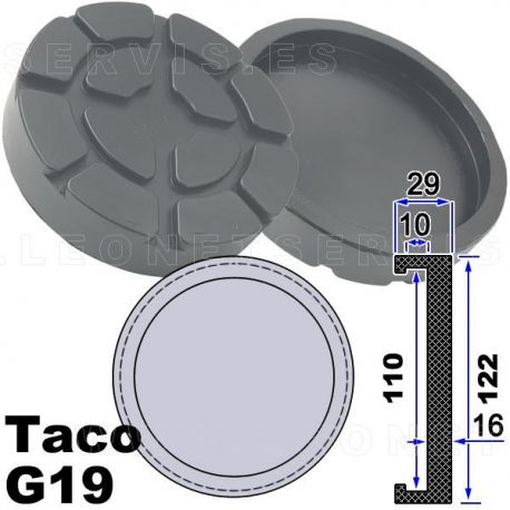 G19 Taco de goma para elevador Ravaglioli, Werther... 123 mm