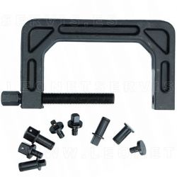 Prensa en forma de "C" que usa los vasos del taller como empujadores. Universal para mil usos