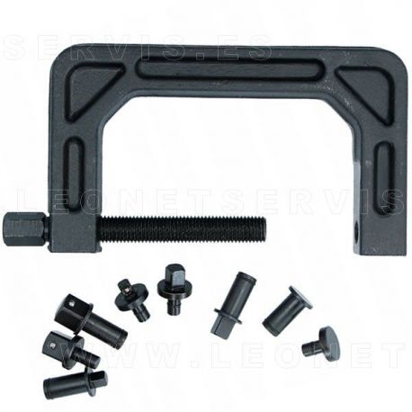 Prensa en forma de "C" que usa los vasos del taller como empujadores. Universal para mil usos