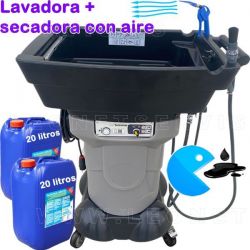 Lavadora MOVIL de piezas. Con bomba sumergible y temperatura de producto 38º . Incluye 40 litros de BlueLiquid®