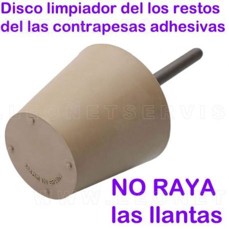 Disco de goma para limpiar la llanta tras levantar las contrapesas adhesivas